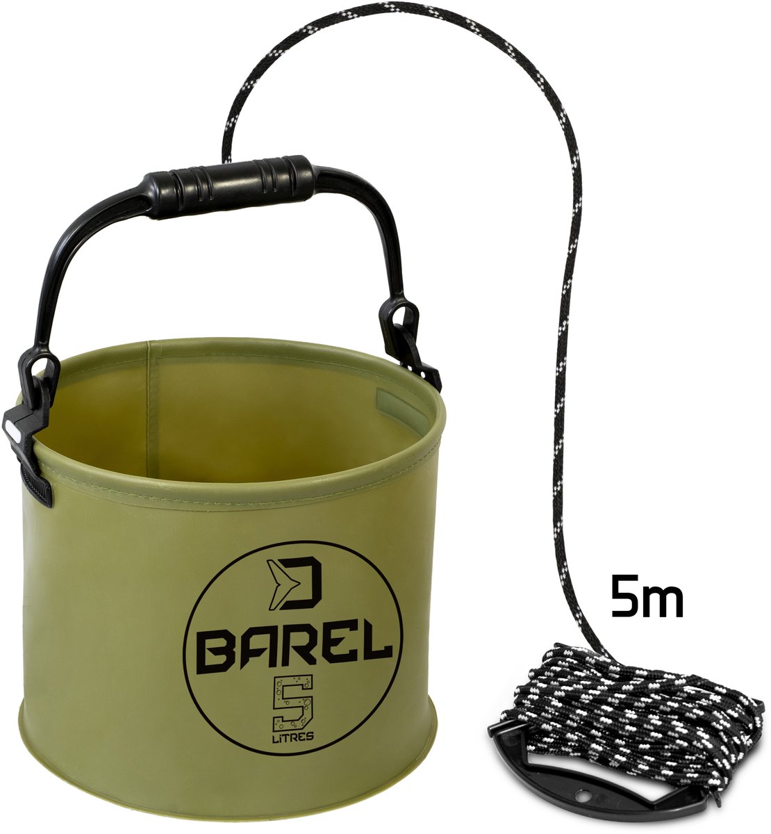 Opvouwbare EVA Emmer 5 Liter + Handvat + 5 m Touw Campingemmer Vouwemmer Visemmer Bootemmer Water