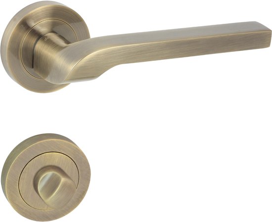 Maniglia Per Porta Domino Serie Casablanka - Per Bagno/WC - In Alluminio Colore Bronzo - Completo Con Rosette E Accessori - Foto 8