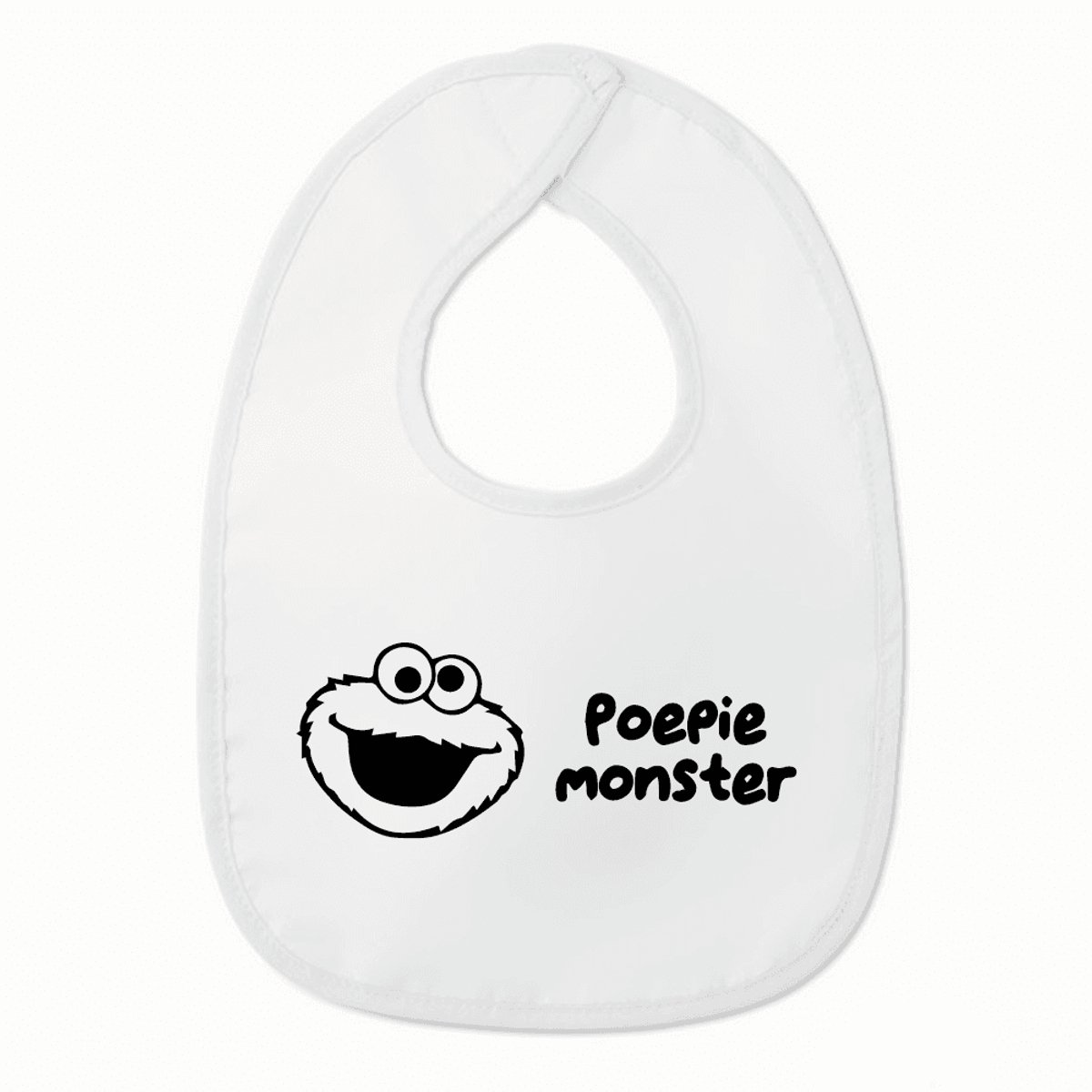 Goedkoopste Slabbetje met tekst - Poepiemonster - Wit/zwart | 100 katoen - Incl. hoogwaardige Klittenband sluiting - Kraamcadeau - Babyshower - Slabber | Incl. 2 jaar garantie