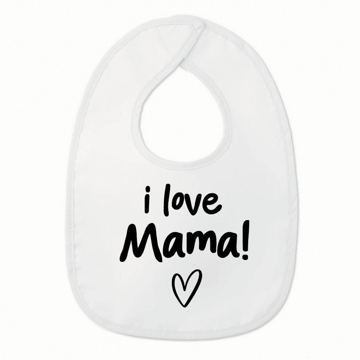 Goedkoopste Slabbetje met tekst - I love mama met hartje - Wit/zwart | 100 katoen - Incl. hoogwaardige Klittenband sluiting - Kraamcadeau - Babyshower - Slabber | Incl. 2 jaar garantie