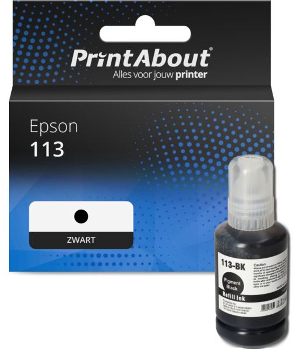 PrintAbout huismerk Inktcartridge 113 (C13T06B140) Zwart geschikt voor Epson