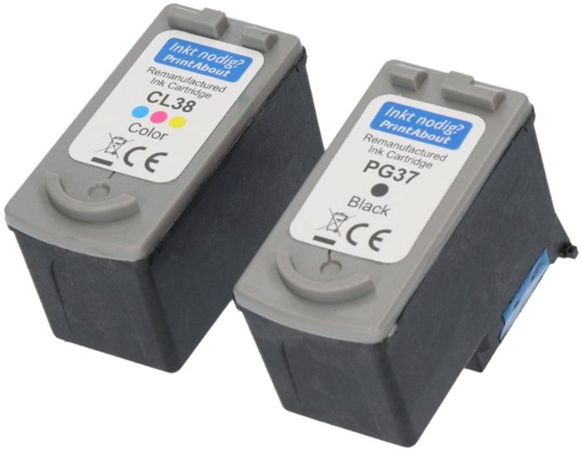 PrintAbout - Inktcartridge / Alternatief voor de Canon PG-37 / Zwart + 3 Kleuren