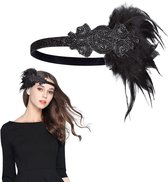 Flapper veren hoofdband uit de jaren 20 met strass, vintage veren