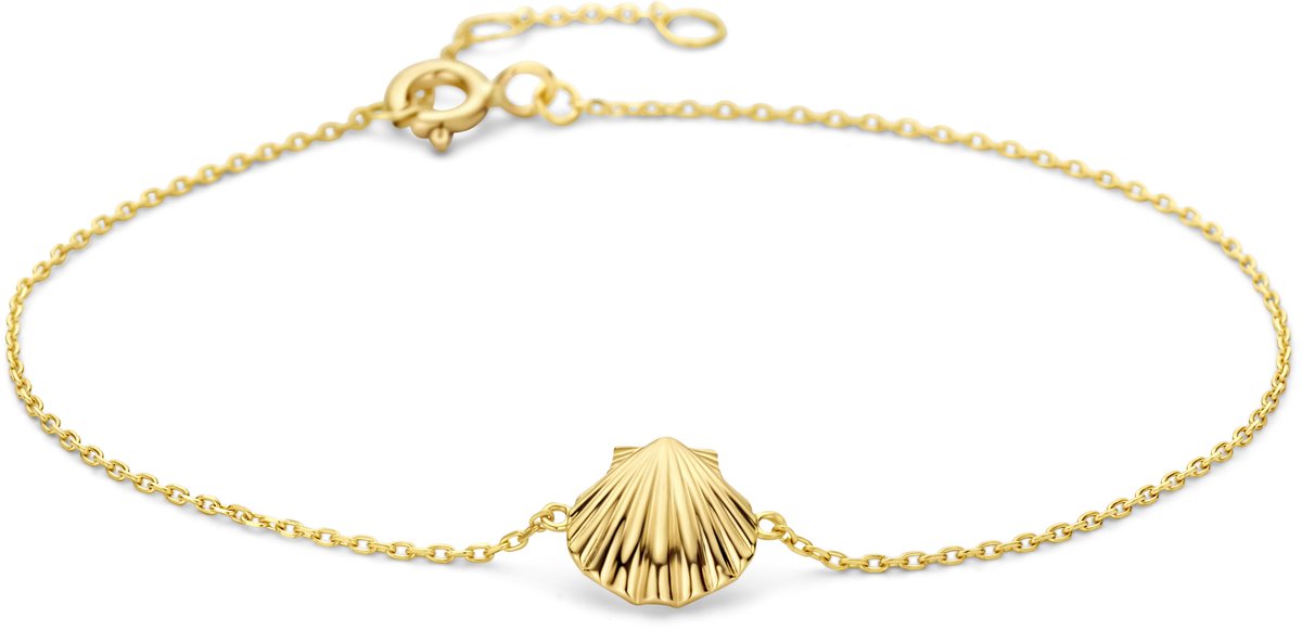 New Bling - 9NBG-0812 - gouden armband met schelpje - 14 karaat - 16+1+1cm