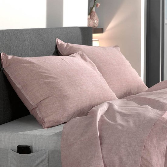 Zohome Dekbedovertrek Lino - Shell Nude - Dekbedovertrek 140x200/220cm - 100% Katoen - Linnen Look - Eenpersoons van Merkloos — afbeelding 3