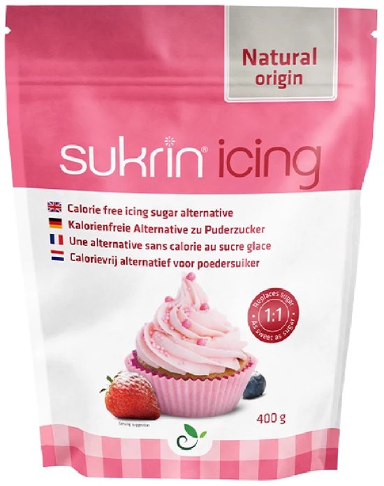 Glaçage Sukrin (400 grammes) - Contient de l'érythritol - Substitut de sucre en poudre 100% naturel - Sans calories
