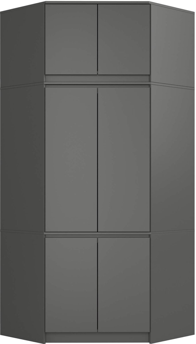 Akord Hoekkledingkast S100 met Opzetstuk / AKORD Furniture Factory / Grafietgrijs / 100 x 235 x 50 cm