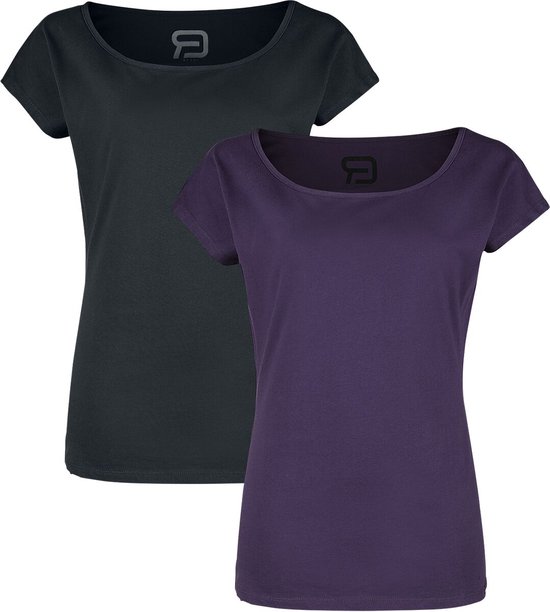 ROUGE DESIGN ROCK-ENGINEERED T-shirts ras du cou noirs et violets en pack de deux Femmes - L