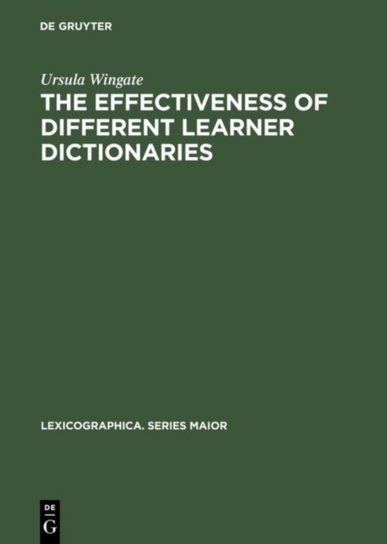 Lexicographica. Series Maior112-The Effectiveness of Differe ... - cover