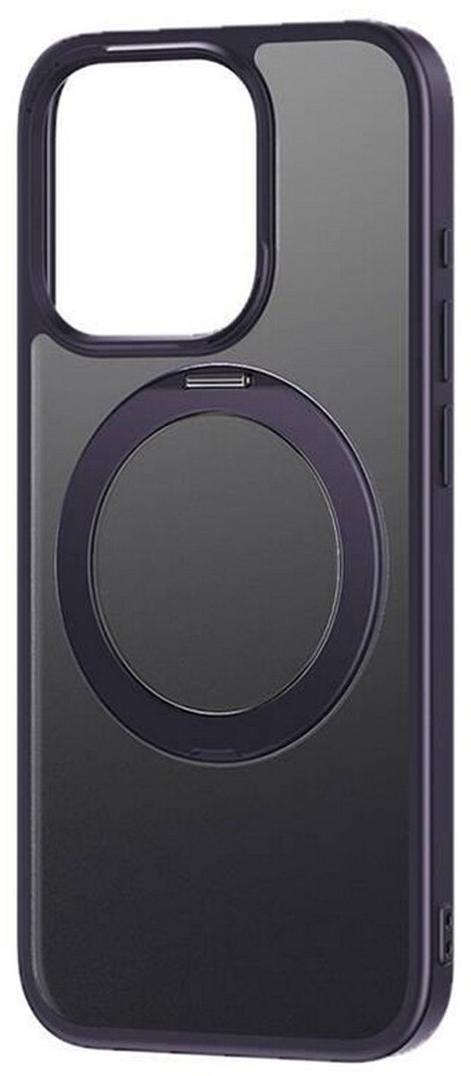 Baseus Skyring 360° Stand Case Voor Ip 14 Pro + Gehard Glas En Reinigingsset (Paars)