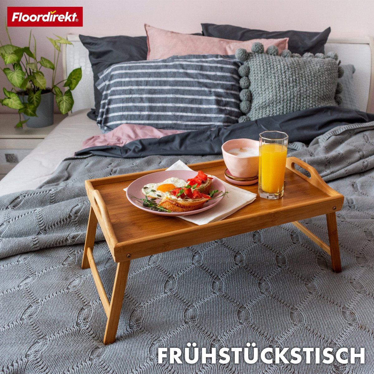 FLOORDIREKT Utah Bed Dienblad - Dienblad met Pootjes - Houten Dienblad - Gemaakt van Bamboe - Ontbijt Dienblad voor Bed - Multifunctioneel Opvouwbaar - 50 x 30 x 23 cm — cadeau in Koken & Dineren - foto 6