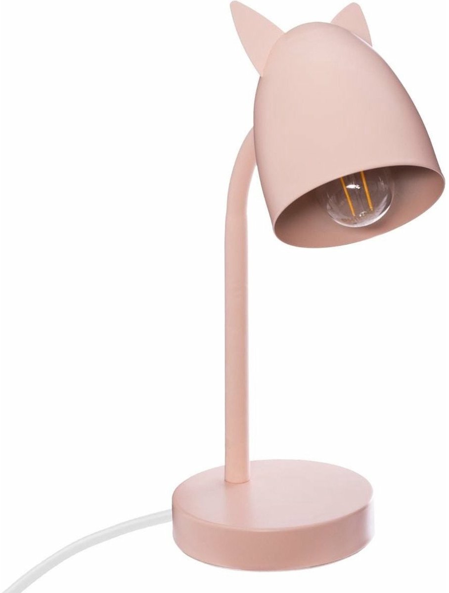 Trendoz Kinderkamer bureaulamp - met oortjes - roze - metaal - 18 x 12,5 x 31 cm - tafellamp
