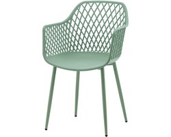 DS4U® Niall Tuinstoel Groen – Moderne Kunststof Kuipstoel – Comfortabele Buitenstoel voor Tuin of Balkon – Onderhoudsvriendelijk & Ventilerend Design