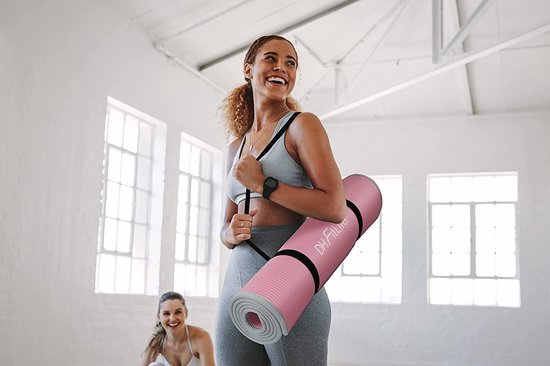 DH FitLife Trainingsmat, fitnessmat, sportmat, 183 x 61 x 1 cm, extra scheurvast, yogamat, antislip en dik, trainingsmat (roze) van DH FitLife — afbeelding 2