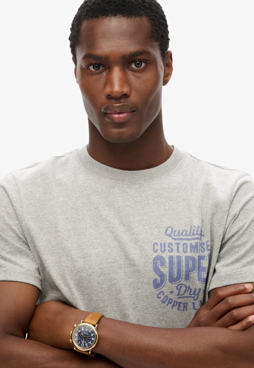 Superdry Copper Label T-shirt met grafische print op de borst Heren T-shirts Grijs