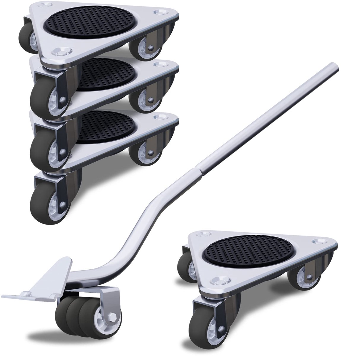 My Ninki ® Verplaatsbare Meubeltransportset met Stalen Tri-Dolly's voor Zware Lasten tot 327 kg, 4 Stuks en Meubellift