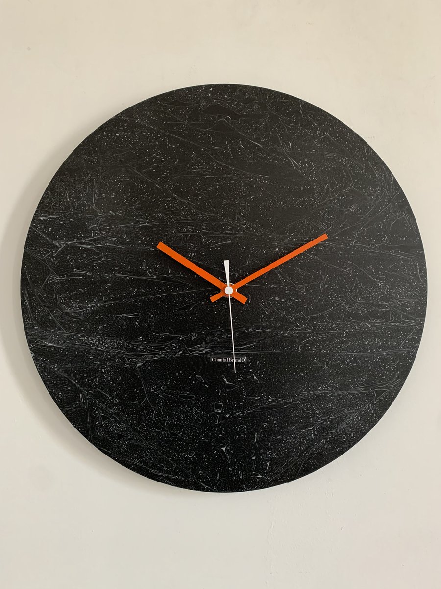 ChantalBrandO Wandklok BRETAGNE BLACK XL Modern Industrieel Design