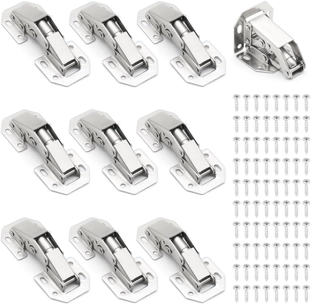Famanu - 10 Stuks Meubelscharnieren met 80 schroeven, deurscharnieren voor schokdempers, veerscharnier, 90 graden kastscharnieren, voor meubeldeuren, keuken, kasten