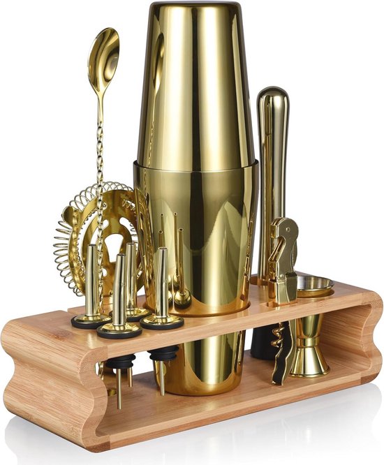 Cocktailset 5-delig RVS 500 ml Shaker - Baraccessoires voor de huisbar - IJstang