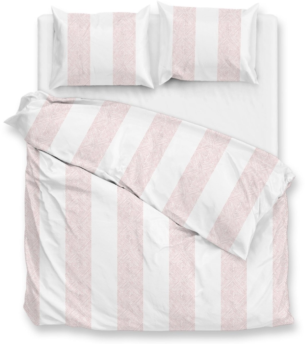 Zohome Dekbedovertrek Tratti di Satinado - Deken - Dekbed - Roze - 100% Katoen-Satijn - Strepen - 2 slopen 60/70 cm, foto 2