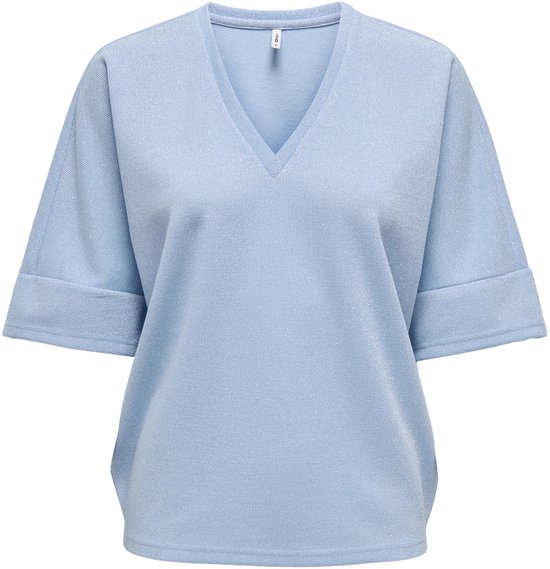 Only T-shirt Onlivy S/s Glitter V-neck Top Cs Jr 15347713 Soft Chambray/silver Gli Dames Maat - M
