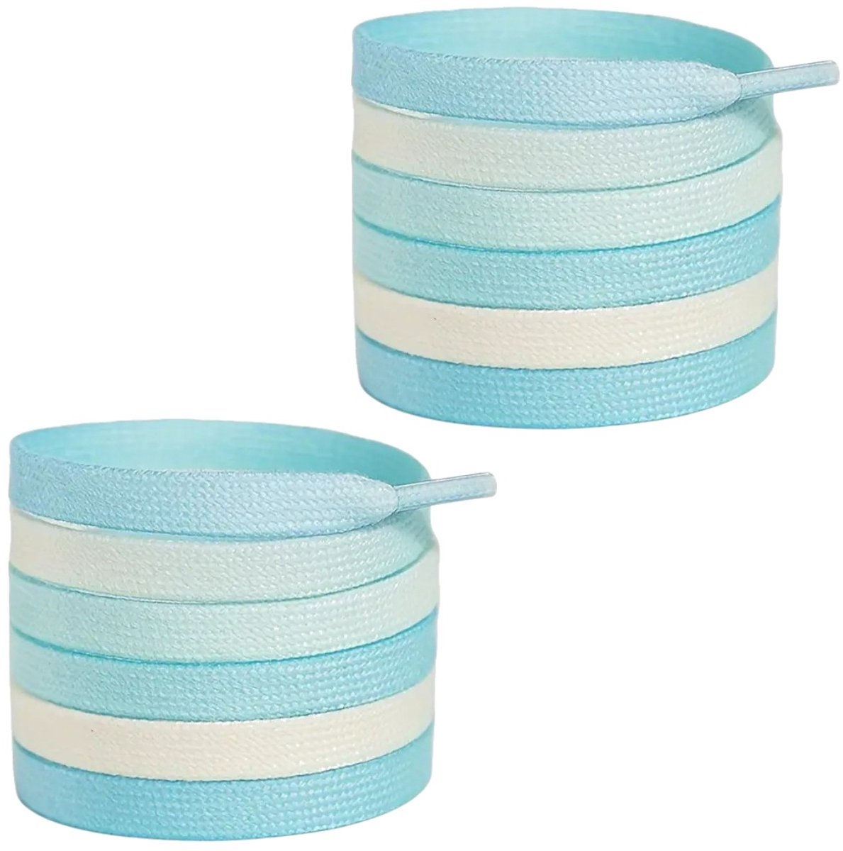 Fako Fashion - Schoenveters - Veters - Plat - 8mm - 120cm - 1 Paar - 2 Stuks - Groen/Blauw