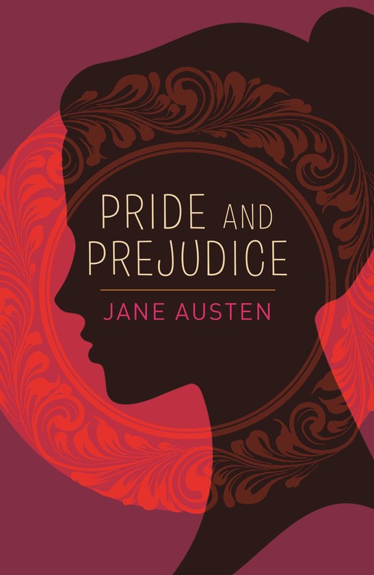 Couverture du livre Orgueil et Préjugés de Jane Austen, avec une silhouette de femme et des ornements.
