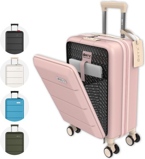 ONYX Handbagage Koffer 35 Liter - Spinner wielen - Lichtgewicht Trolley - Reiskoffer met Dubbel TSA Slot - Handig voorvak - 55 cm - Pink