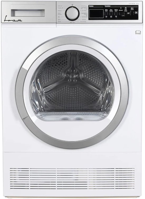 Fram Condensdroger 8kg - Vrijstaande Wasdroger - Energielabel B - 15 Droogprogramma's - Digitaal - 5 Jaar Garantie - Wit/Zilver
