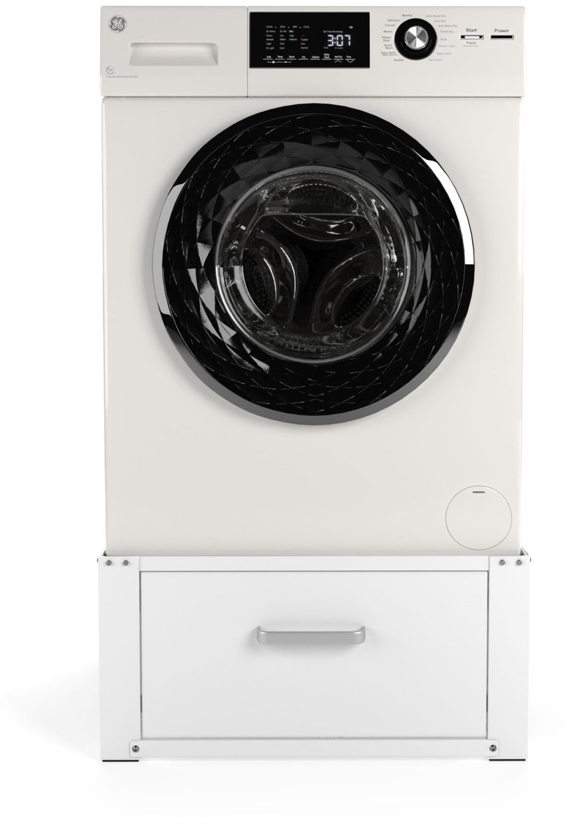 Wasophoogte® Wasmachine verhoger met lade - Wasmachine opbouwmeubel XL - Wasmachine sokkel - 31cm hoog - Wit - Universeel - 63*63 (LxB) - Inclusief wandbeugels thumbnail 3