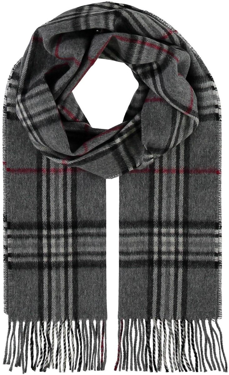 FRAAS Sjaal Cashmink® Scarf with FRAAS Plaid Grey Grijs Veelkleurig