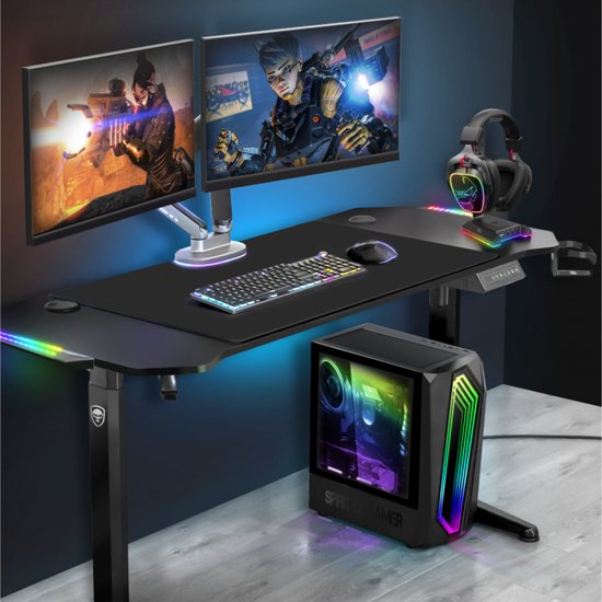 Spirit of Gamer Virtual Sentinel 7.1 Headset Standaard - Koptelefoon Houder - RGB Verlichting - USB Hub - 7.1 Virtueel Surround - Universele Aansluiting