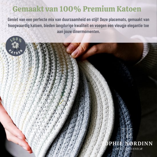 Napperons de Sophie Nordinn® - Set de table Abisko (Gris foncé) - Ensemble (4 pièces) en Katoen - 43 cm x 34 cm