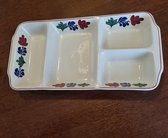 Boerenbont vintage 4 vaks Serveerschaal 15 x 30 cm aardewerk