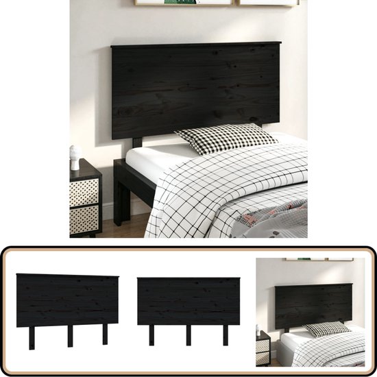 vidaXL Tête de lit - Bois de pin Massief - Tête de lit en bois Zwart - Tête de lit de chevet - Massief Hout - Tête de lit noire - Style campagnard - Intérieur rustique - Coin lecture confortable - Decor de chambre