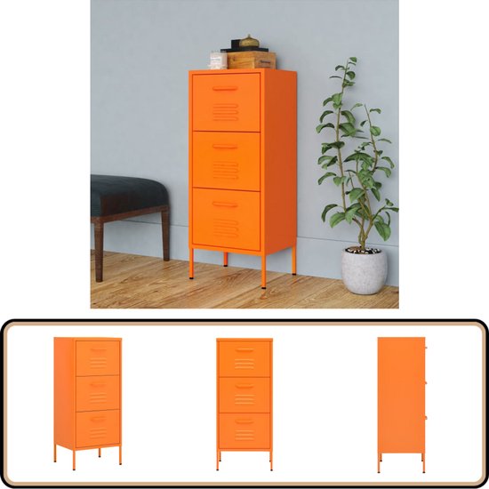 Foto: Vidaxl opbergkast staal oranje 42 5x35x101 5 cm opbergkast dressoir bijzettafel side table metalen kast