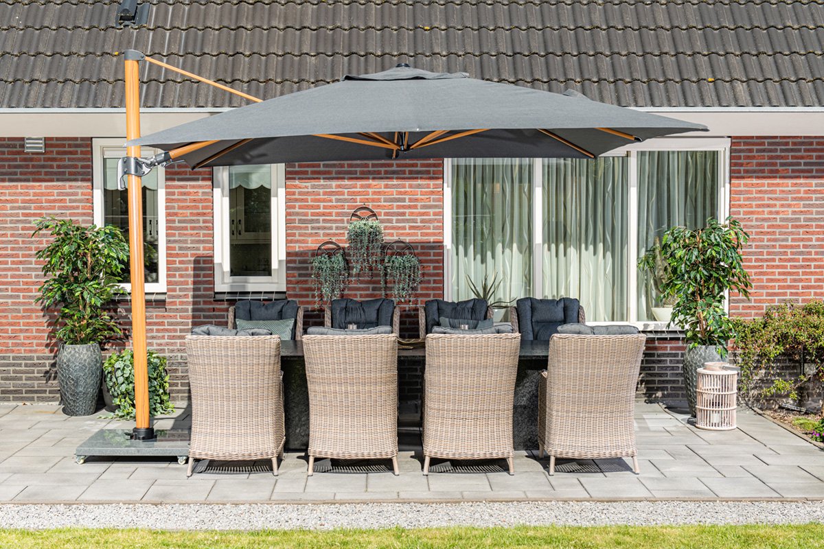 Garden Impressions Hawaii Big Pole II zweefparasol 350x350 teak/royal anthracite – foto 4