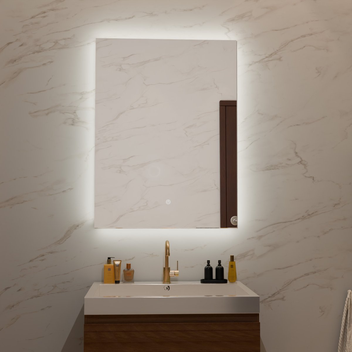 LOMAZOO Badkamerspiegel met Verlichting - Spiegel met Verlichting - Badkamer spiegel - 60 x 80 cm - Rechthoek [CANNES]