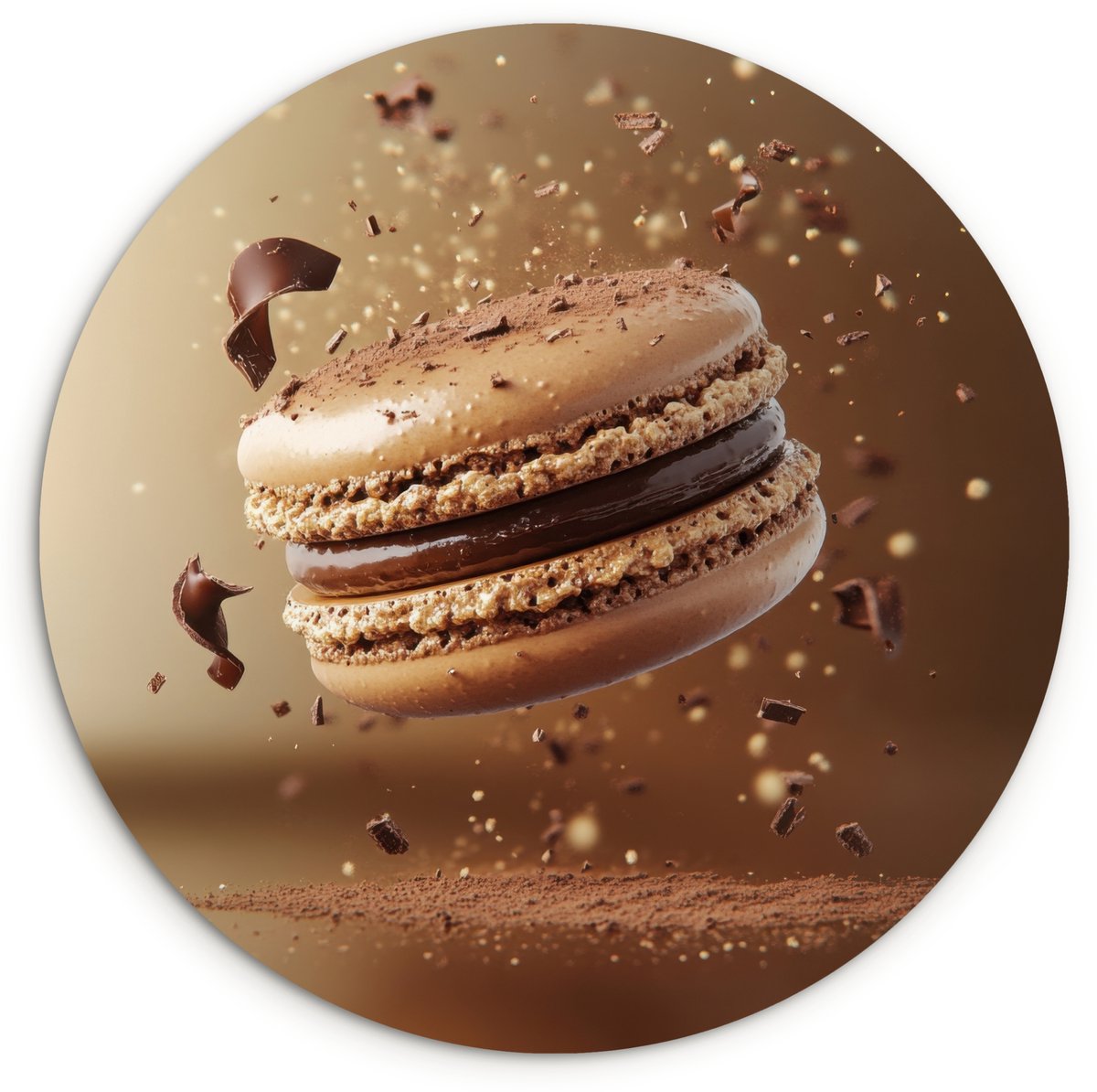 WallCircle Wandcirkel 30x30 cm - Muurcirkel Chocolade - Macarons - Eten - Snoep - Muurdecoratie woonkamer - Wanddecoratie slaapkamer - Kamer decoratie accessoires - Ronde schilderijen