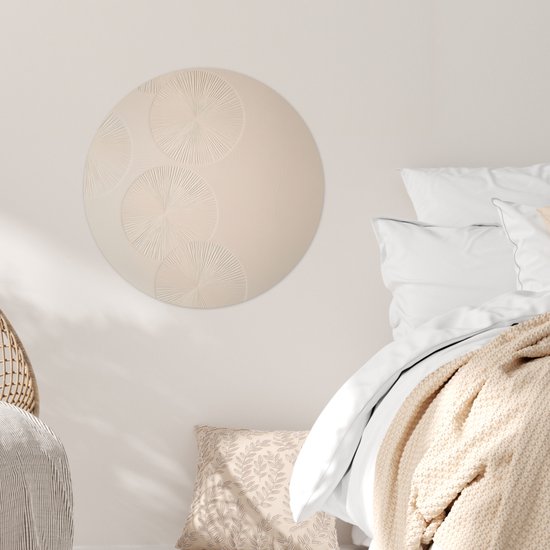 WallCircle® - Cercle de papier peint 50x50 cm - Stickers muraux Japandi - Beige - Moderne - Cercle mural salon - Cercle mural chambre - Décoration de chambre autocollante - Accessoires de Décoration murale