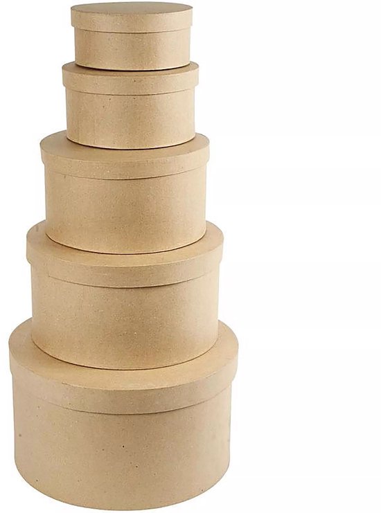 Boîtes rondes marron pour loisirs créatifs en karton - 2x - 20 x 10 cm - emballage cadeau - boîte
