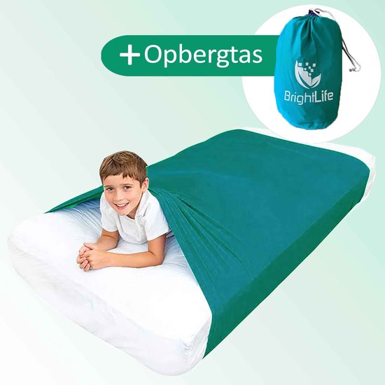 BrightLife Slaaptunnel voor Kinderen – Knuffellaken - Dekbedovertrek - Alternatief voor Verzwaringsdeken - Peuterbed - Bedtunnel - Verbetert Nachtrust - Tegen Slapeloosheid - Helpt met SPD, Angst, ADHD, Autisme - Blauw