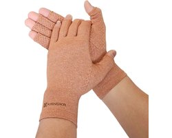 KANGKA Reuma Therapeutisce Handschoenen Maat M - Bruin met Antislip - Compressie Handschoenen voor Artrose, Reuma, Artritis, RSI, CTS - Unisex