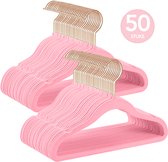 Brixy 50 Kinder Kledinghangers - Roze - Kleerhanger - Fluweel - Broeklat