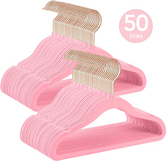 Cintres Bébé Brixy 50 - Rose - Cintres Kinder - Cintre - Velours - Barre pour pantalons
