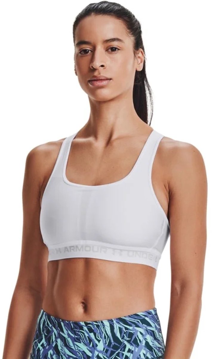UA Crossback Mid Bra-Wit - Dames sportbh