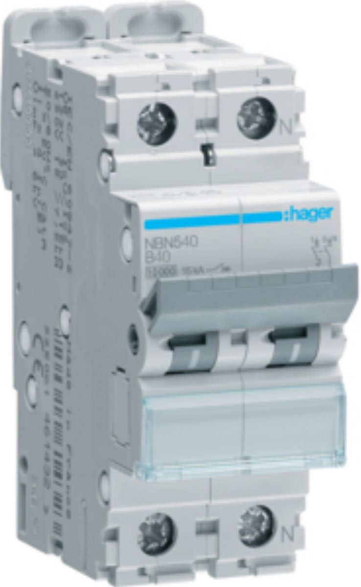 Hager Installatieautomaat 1p+N 40 A B-karakteristiek 10 (15) kA