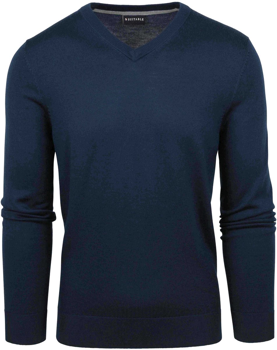 Suitable Merino Pullover V-Hals Donkerblauw (navy) - Maat 3XL - Heren