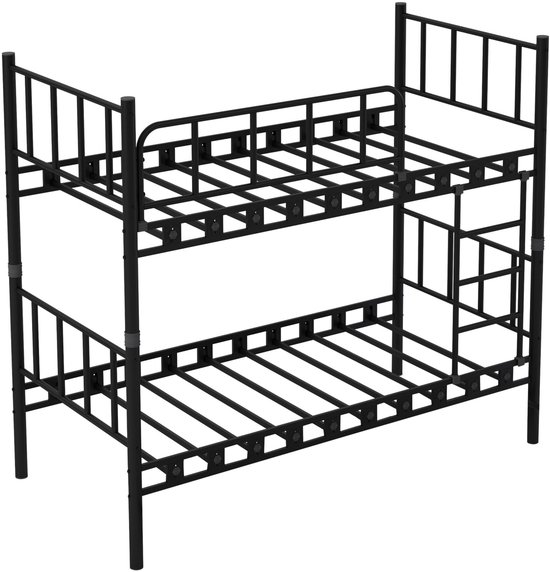 AirSleeperz® heavy duty metalen stapelbed Emma Family - kinderbed hoogslaper voor 3 personen - Kleur: zwart - Afmeting 90x200x175 cm