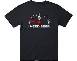 I NEED BEER T-shirt - Bier t-shirt - CraftBeer - Beer - Proost - Heren - grappige drank feest - bier - Brandstofmeter - cadeau - teksten en zinnen - bierpakket kado idee - Maat XXL